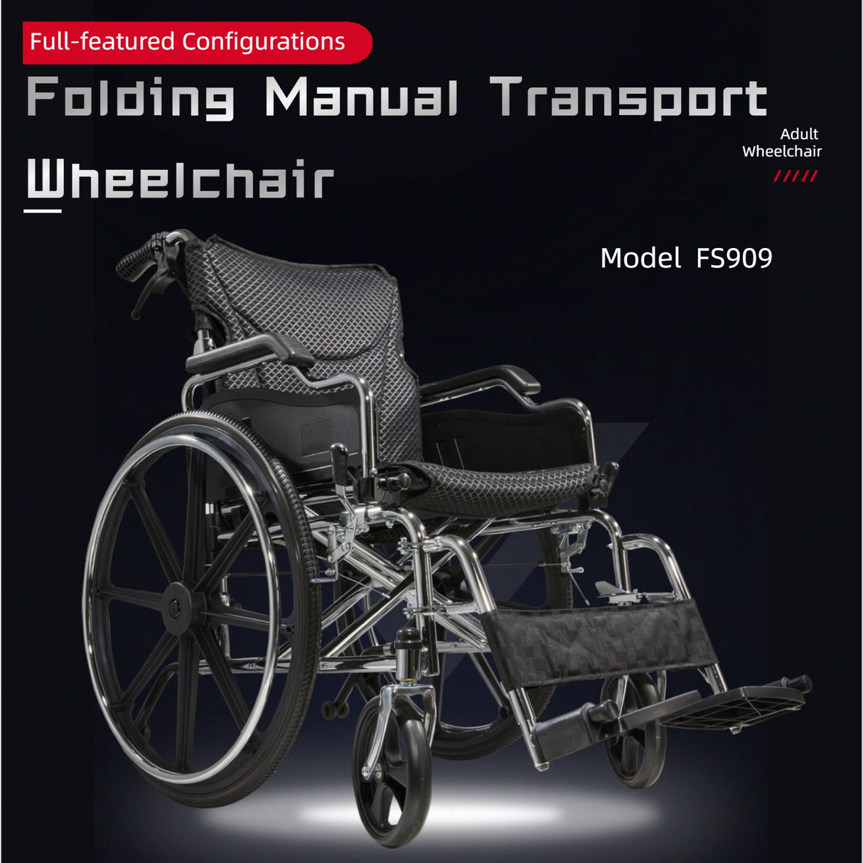 Lightweight Wheelchair Foldable 300 Lbs Capacity 24" Tires Adjustable Seat Belt And Anti Backflip Device Safe And Durable Transport Chair For And Disabled - Silver