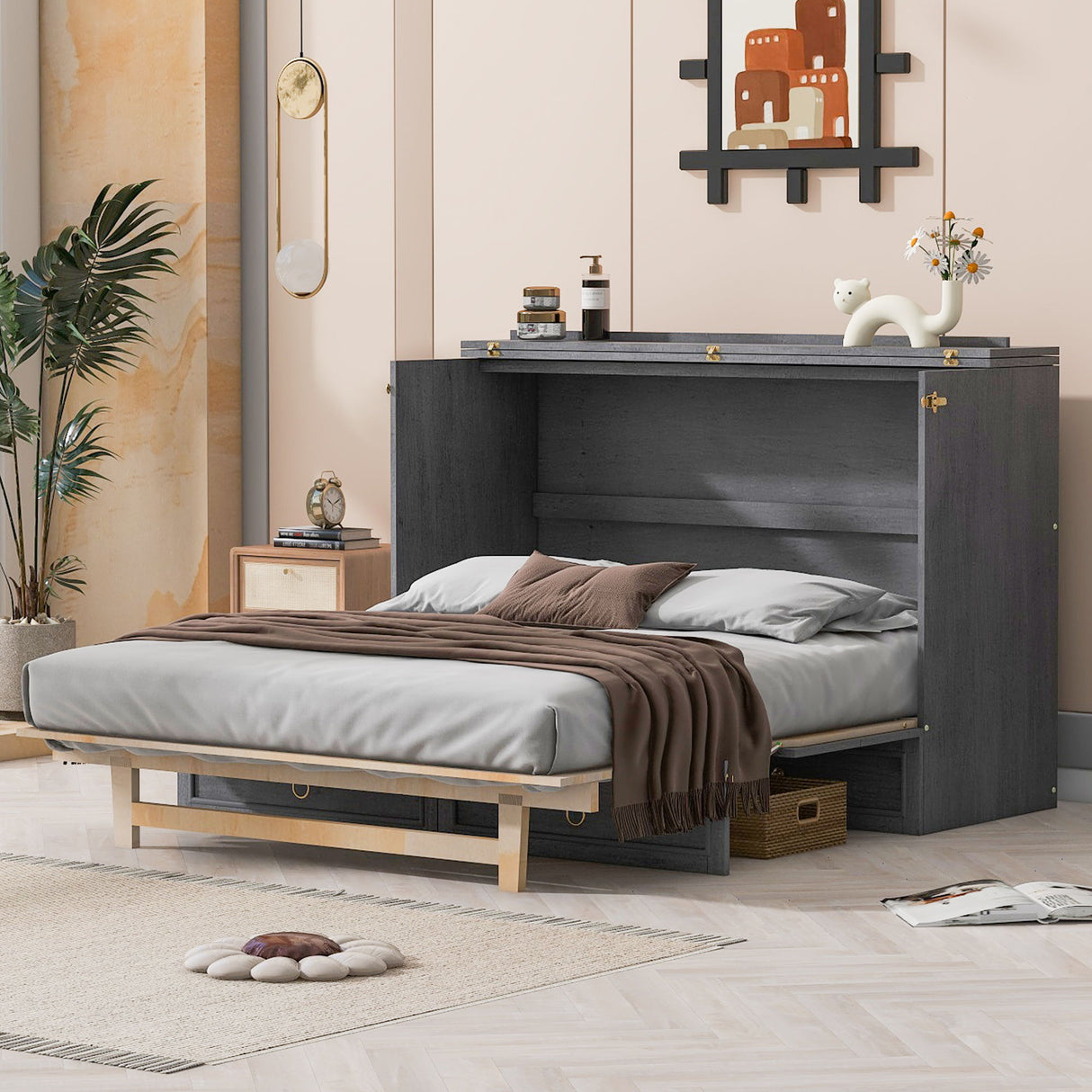 Murphy Bed With Large Drawers And Stylish Design