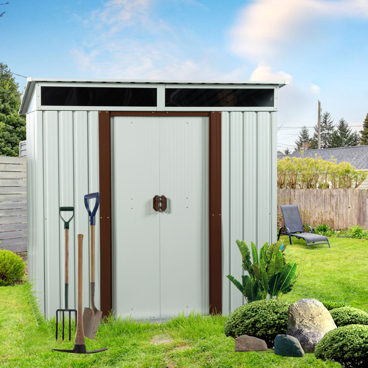 Outdoor Metal Storage Shed - White