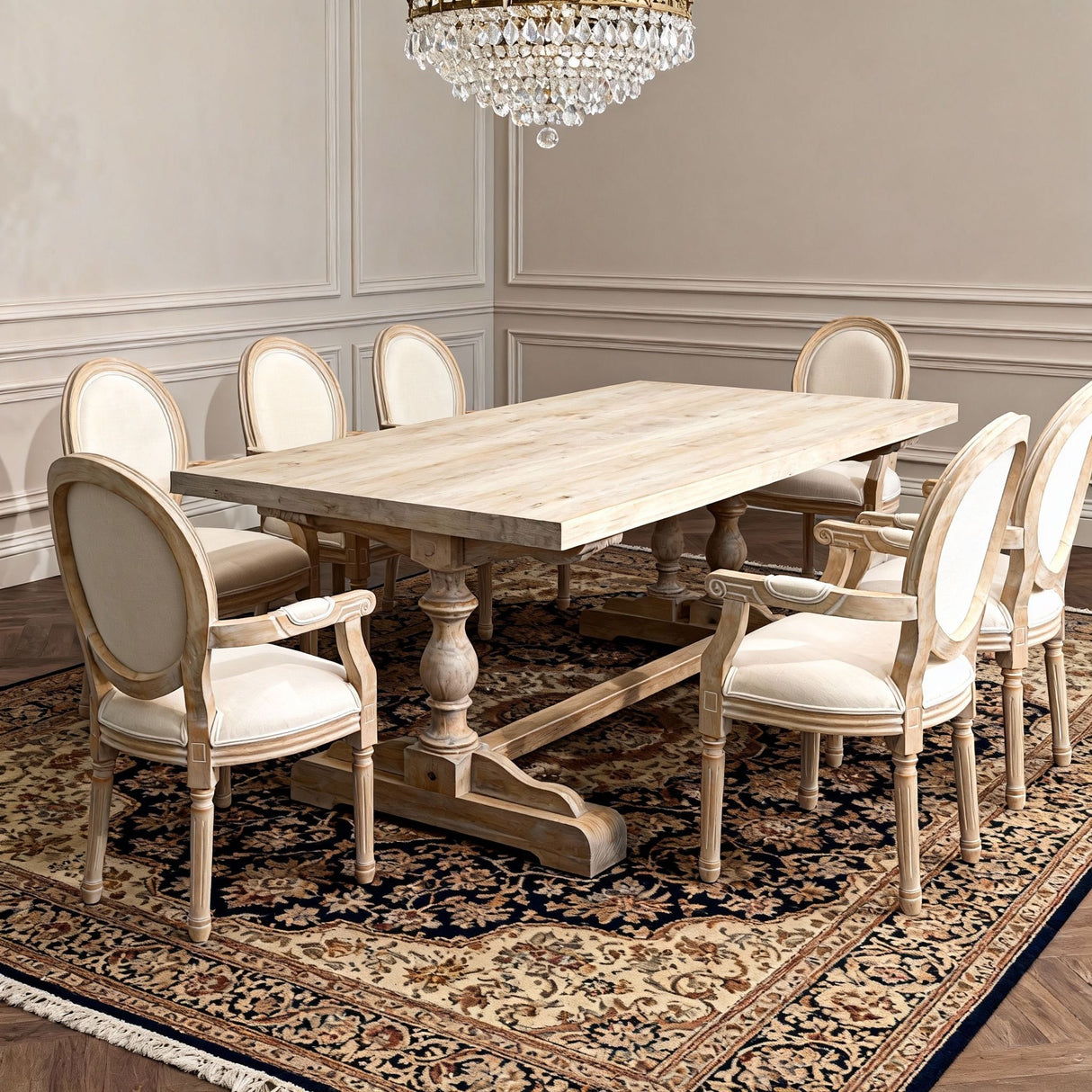 French Style Solid Wood Dining Chair (Set of 2) - Cream