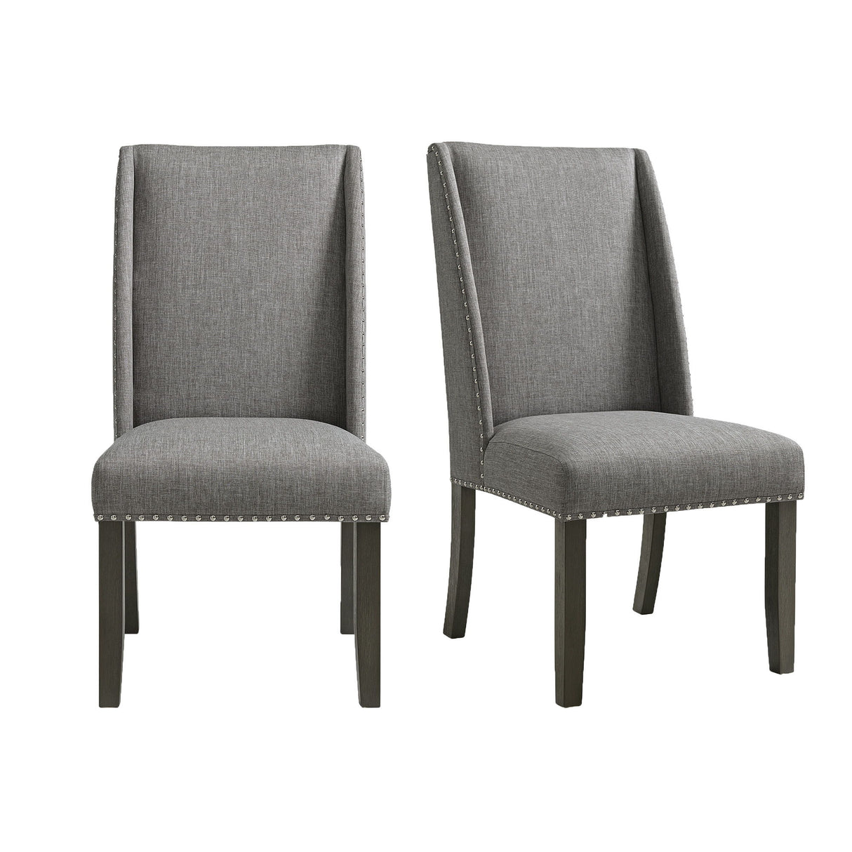 Everdeen - Side Chair With Gray Fabric and Nail Heads (Set of 2) - Charcoal