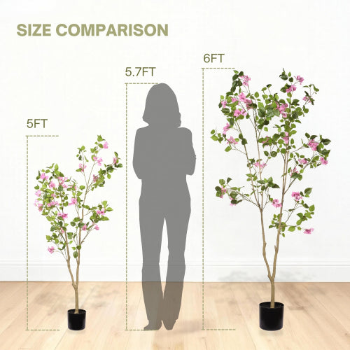 72" Artificial Bougainvillea Tree with Black Plastic Pot