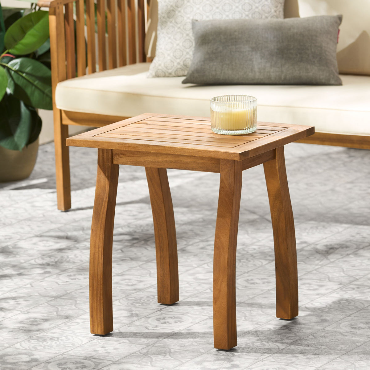 Kinesis - Outdoor Side Table With Slatted Top And Wood Frame
