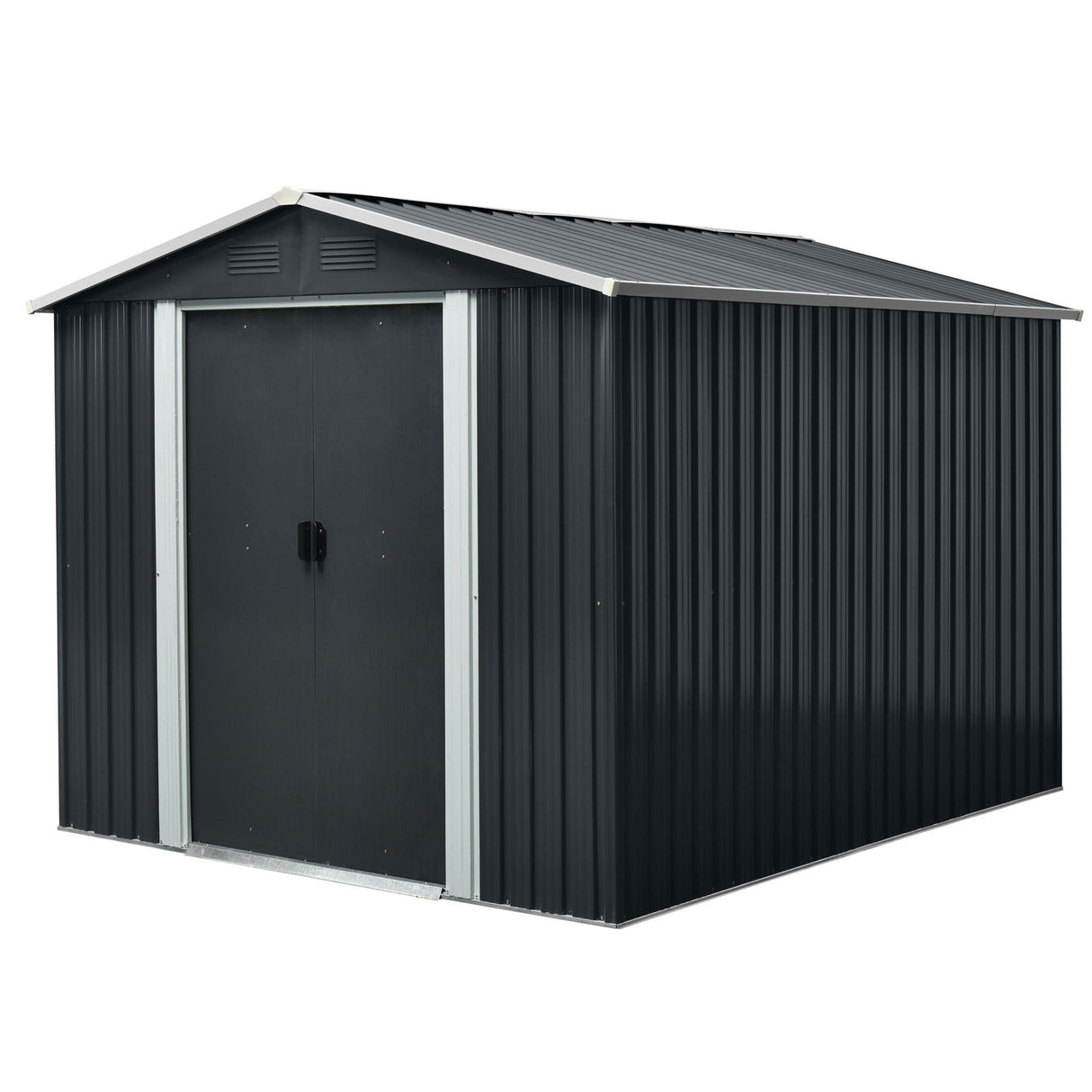 Outdoor Metal Storage Shed Garden Building Heavy Duty with Floor Base