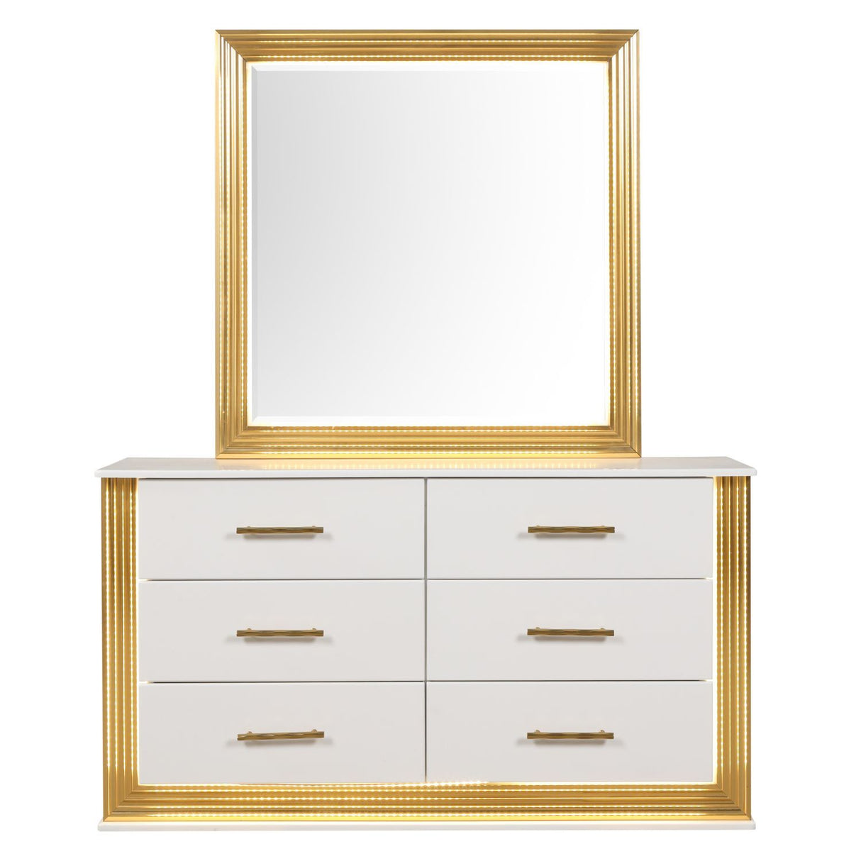 Obsession - 6 Drawer LED Dresser - White