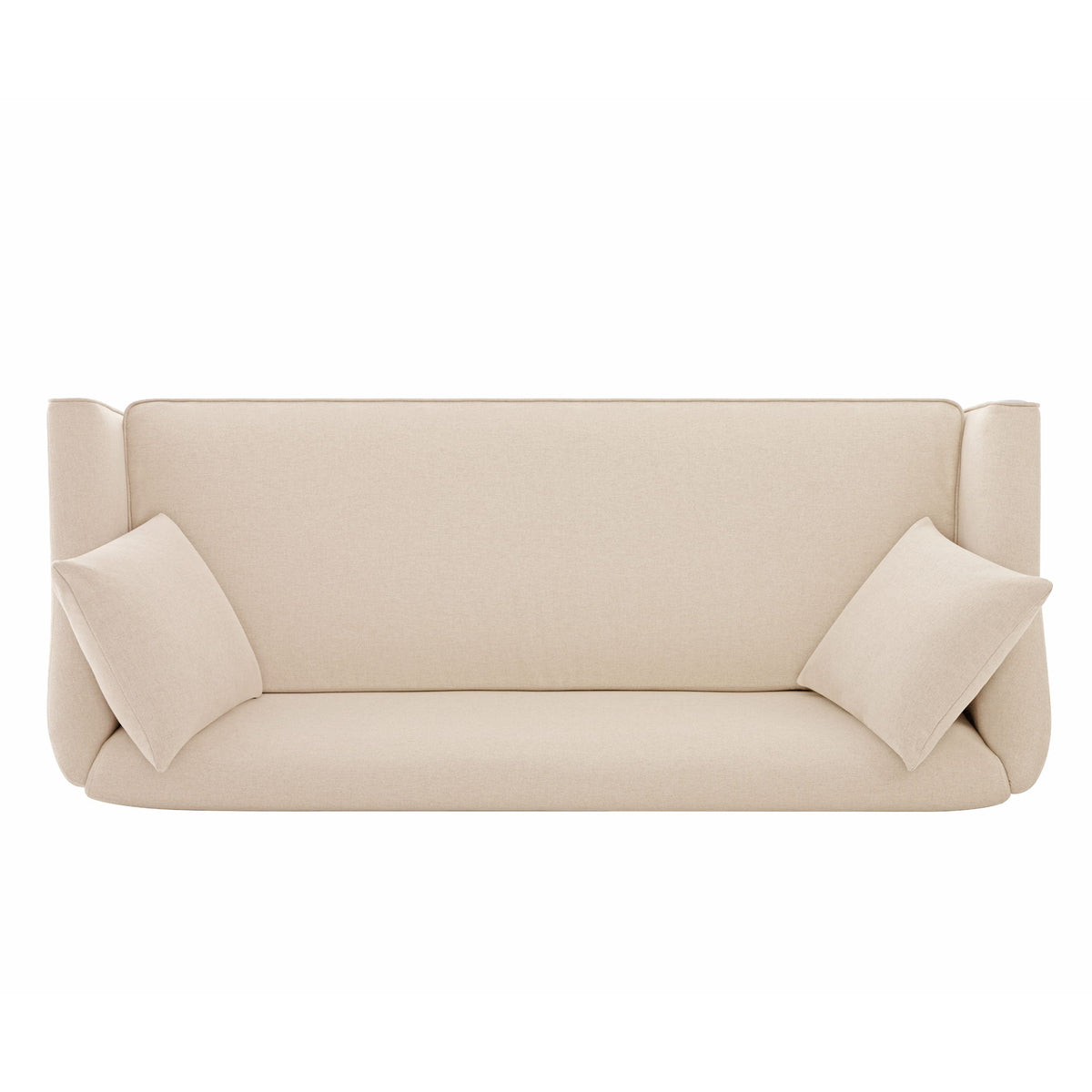 3 Seater Sofa With Wrap Around Armrests And Throw Pillows, For Living Room - Oatmeal