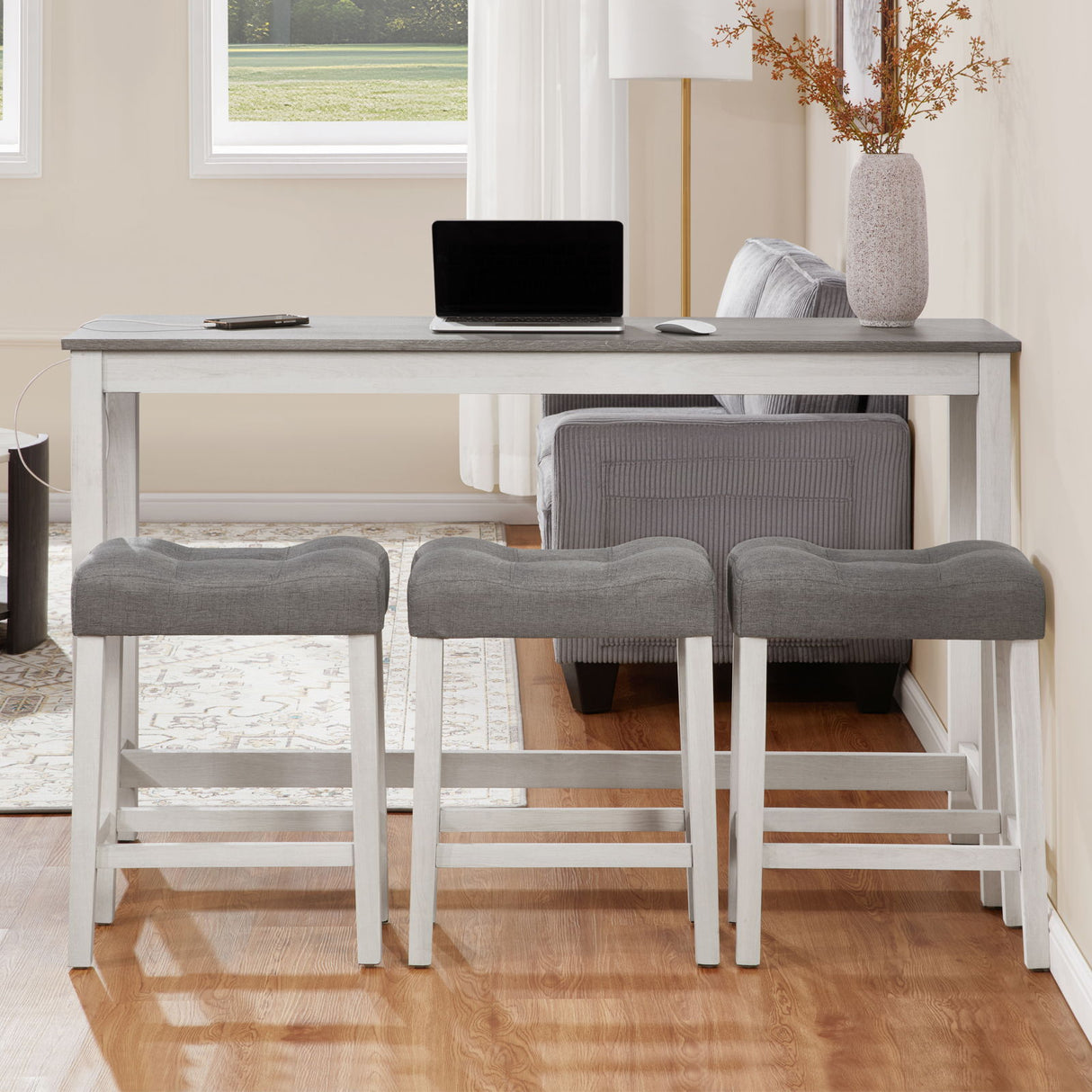 4 Piece Bar Table Set With Power Outlet