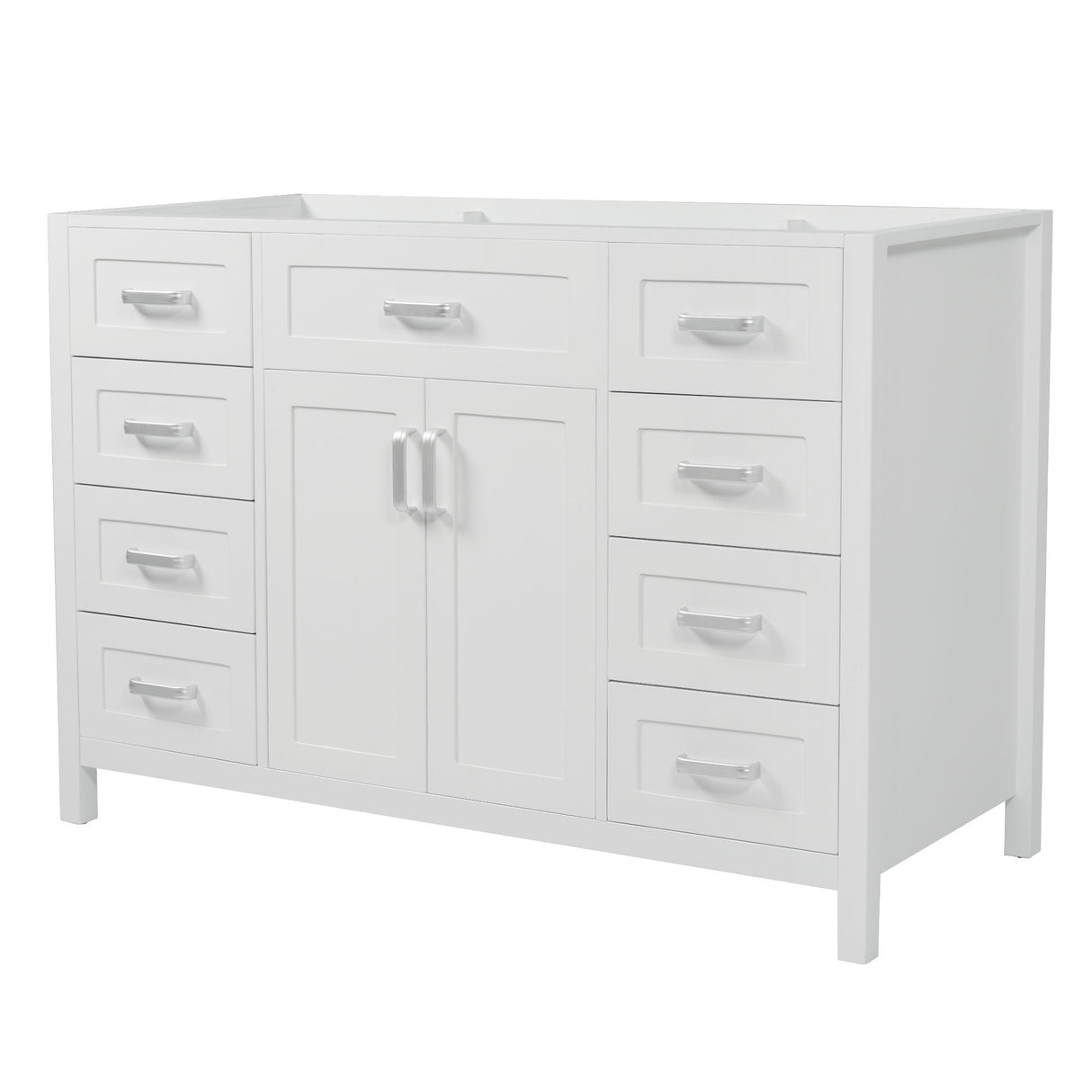 Bathroom Vanity Cabinet Only With 2 Soft Close Doors And 8 Drawers - White