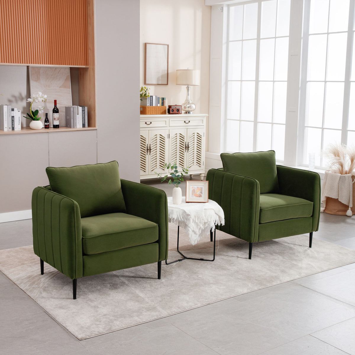 Accent Chair With Pillow For Living Room - Green