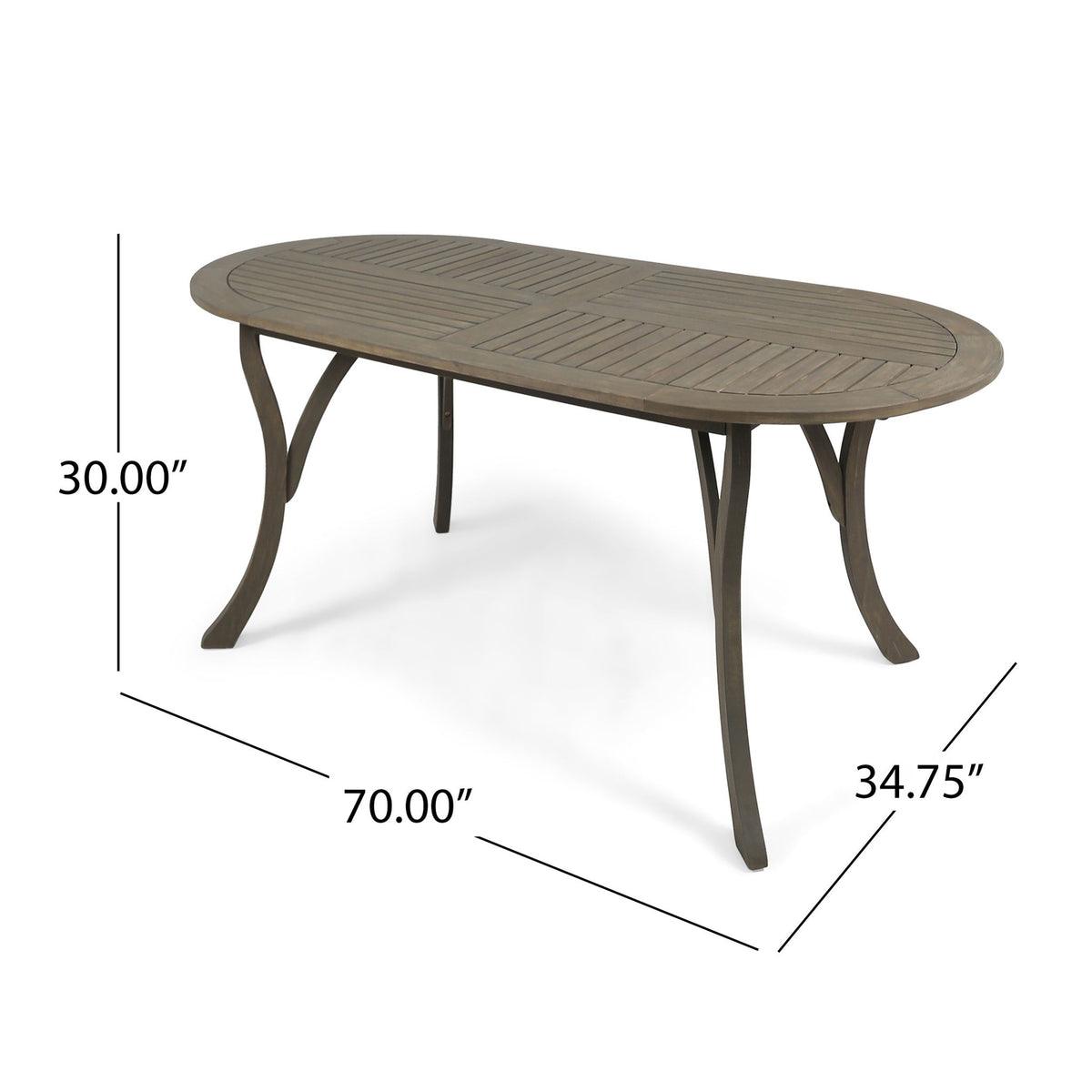 Outdoor Table With Smooth Lines, Slat Top