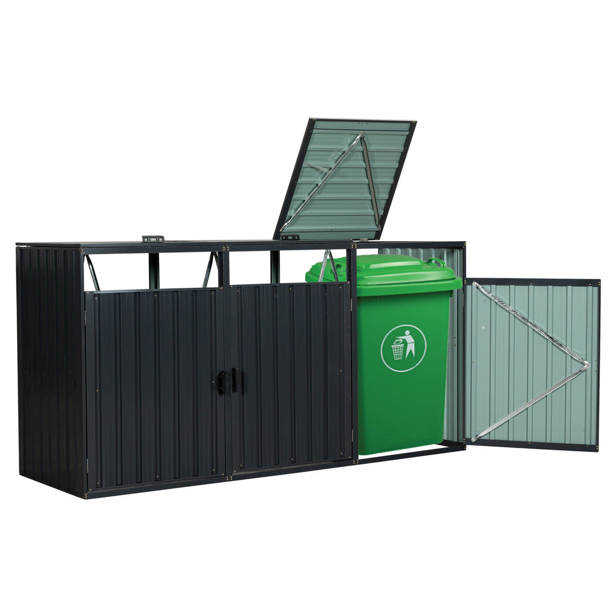 Garbage Bin Shed Outdoor Storage Building Weatherproof Galvanized Steel Housing