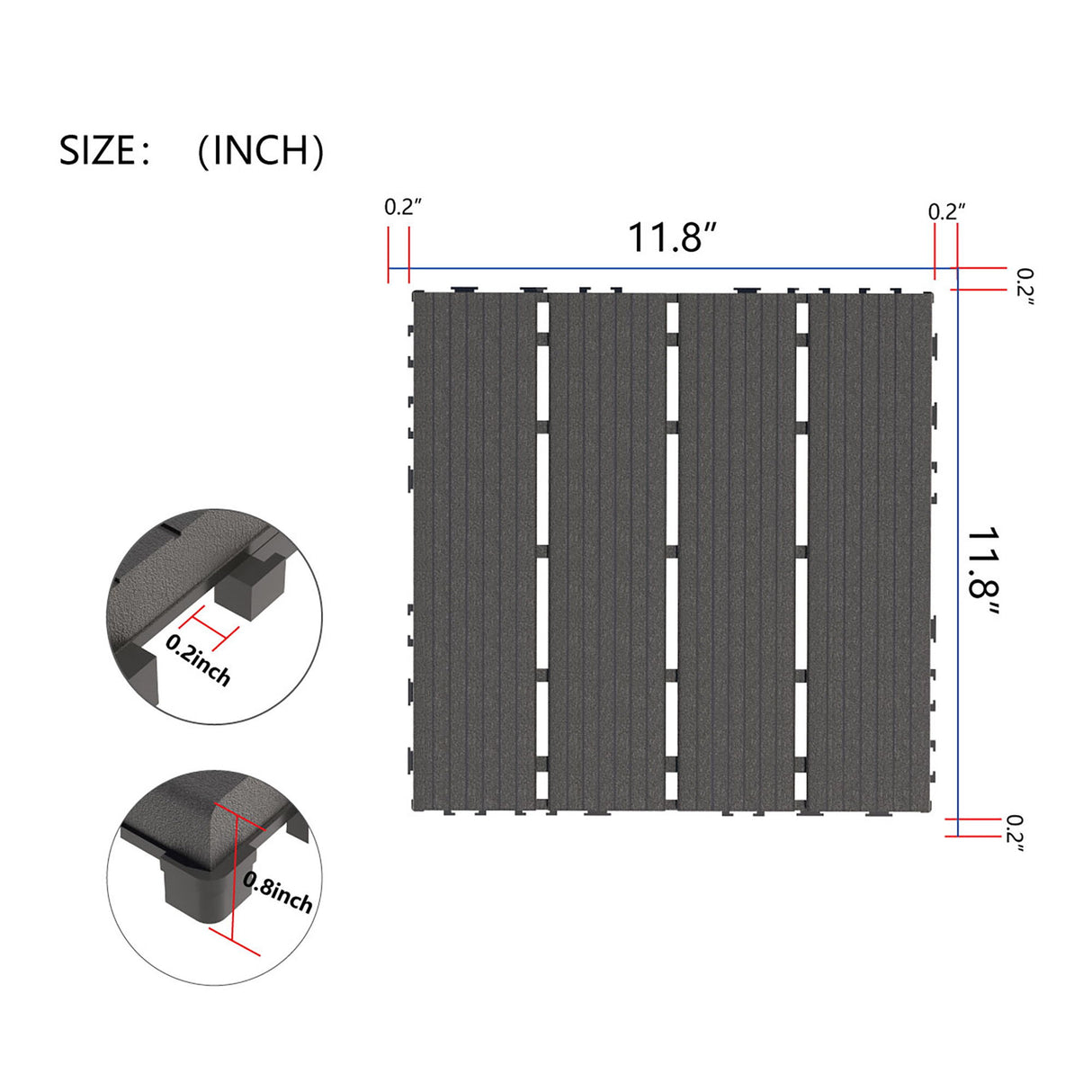 Interlocking Plastic Deck Tiles, Waterproof Outdoor / Indoor Patio Flooring