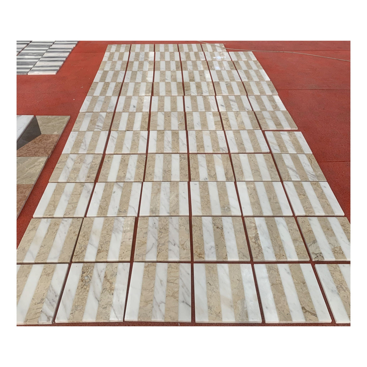 Elegant And Waterjet Polished Marble Tile For Floor And Wall Stone - White / Gold