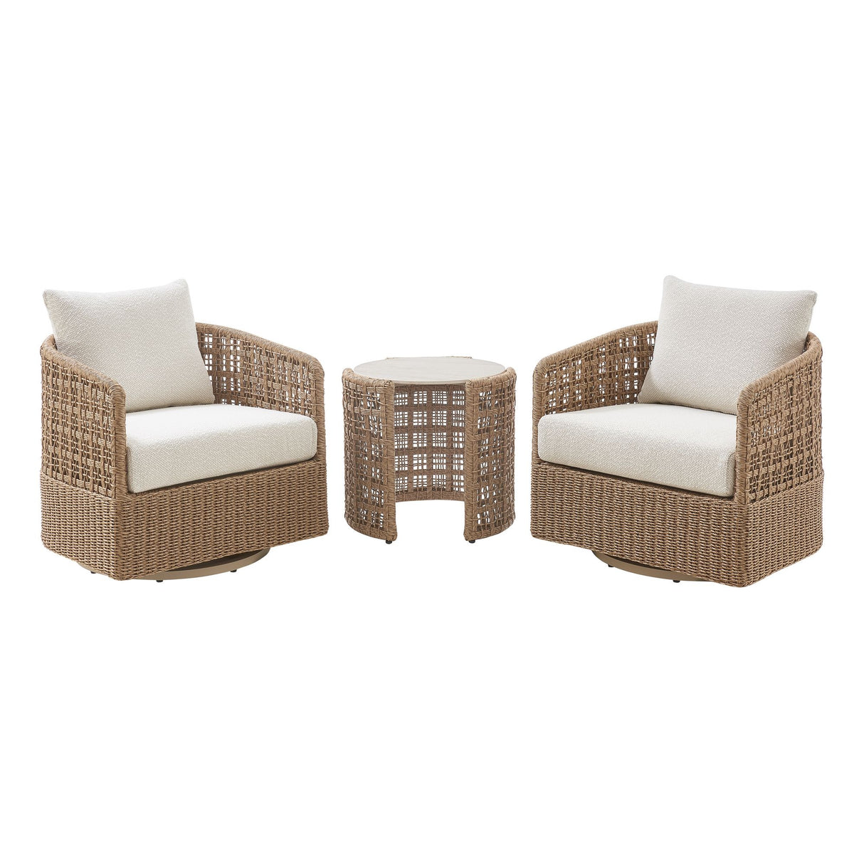 Driftbay - Powder Coated Metal Outdoor Conversation Set With Cushions