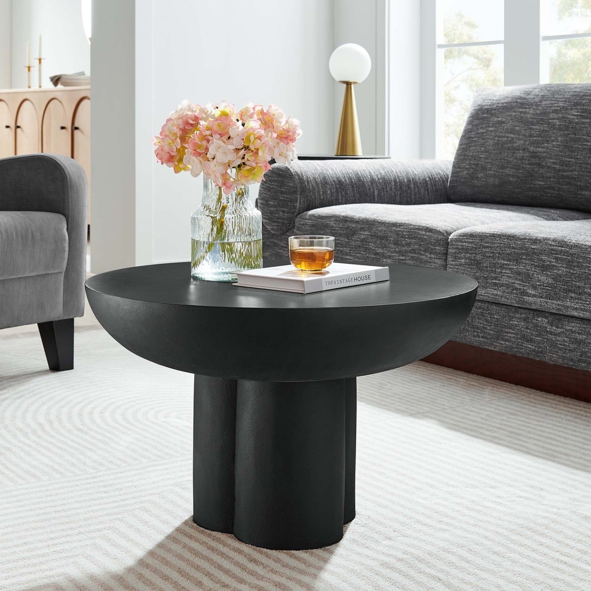 26 Inch Striking Round Concrete Overlay Coffee Table - Coffee Tables available at Alpine Outlets in Denver