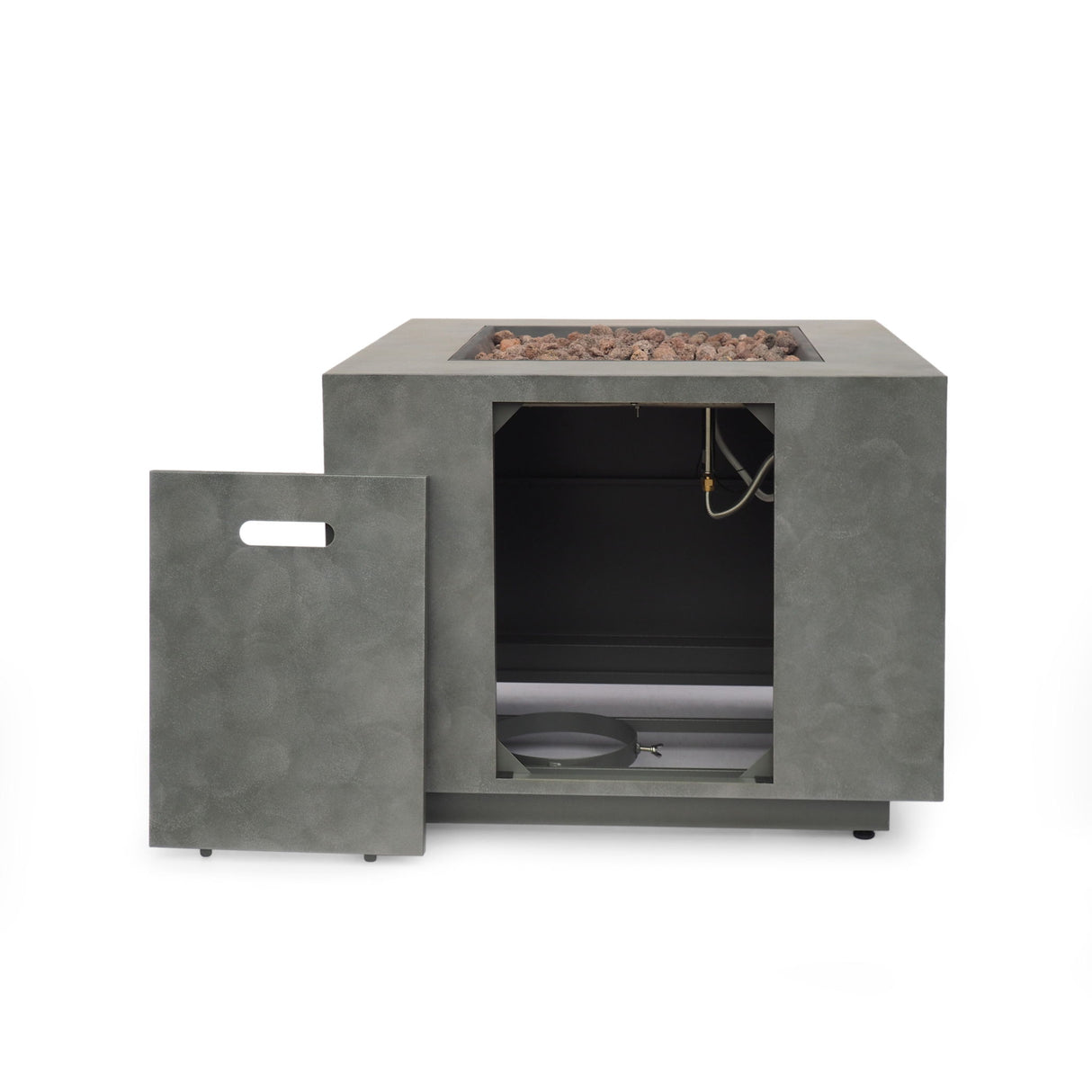 Modern Square Fire Pit Outdoor Propane Heater with Iron 31x24in