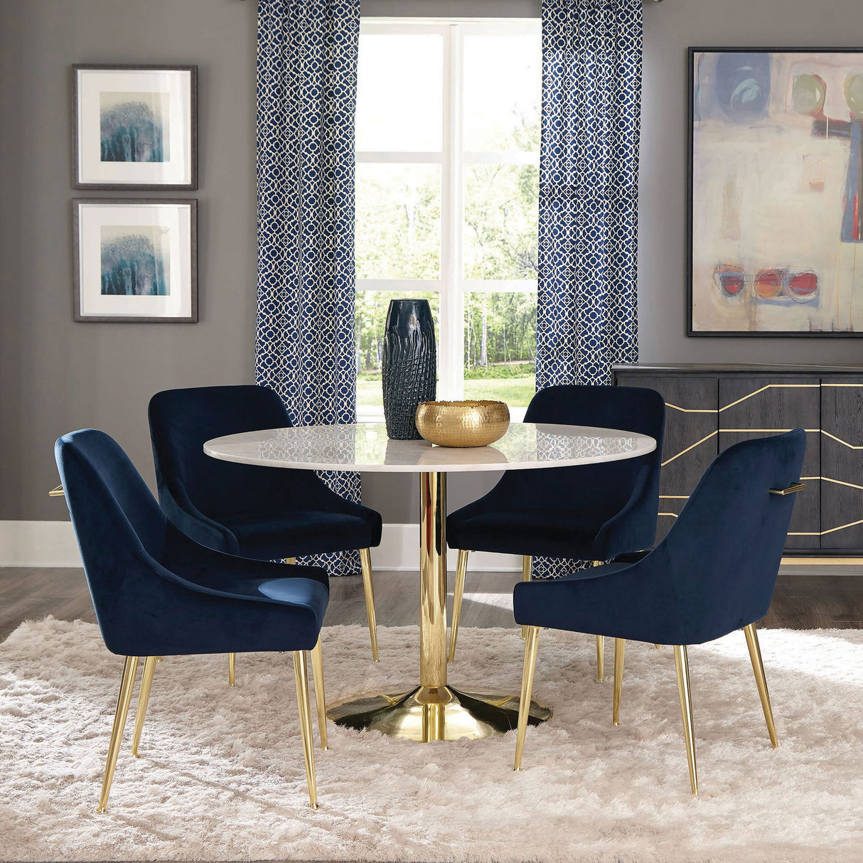 Raleigh - Pedestal Dining Table - White Marble