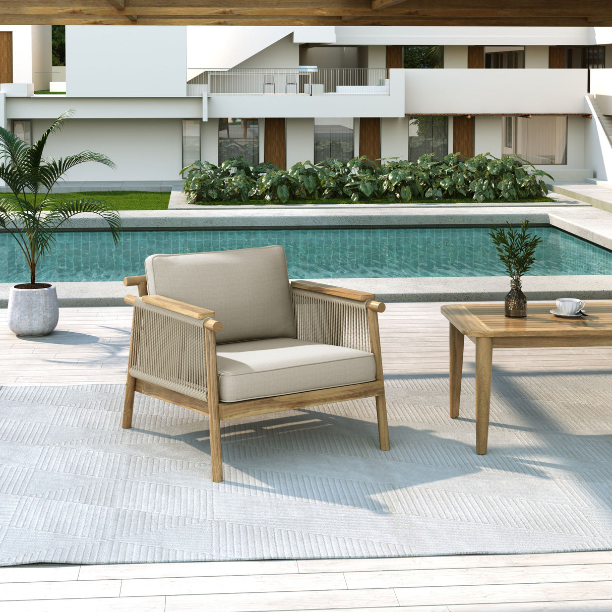 Sumbawa - Outdoor Club Chair - Teak / Beige