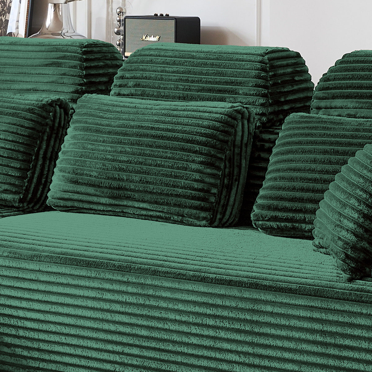 Sectional Sleeper Sofa & Storage Pockets, Modular Couch With Throw Pillows For Living Room