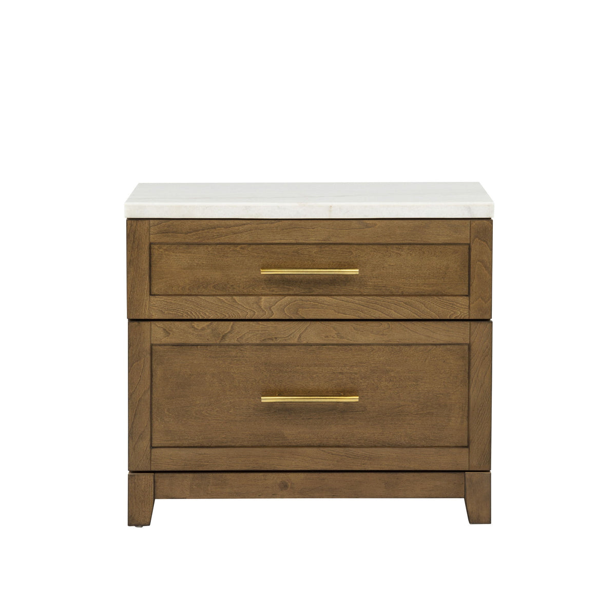 Devonshire - Nightstand With Marble Top And USB Port - Cognac