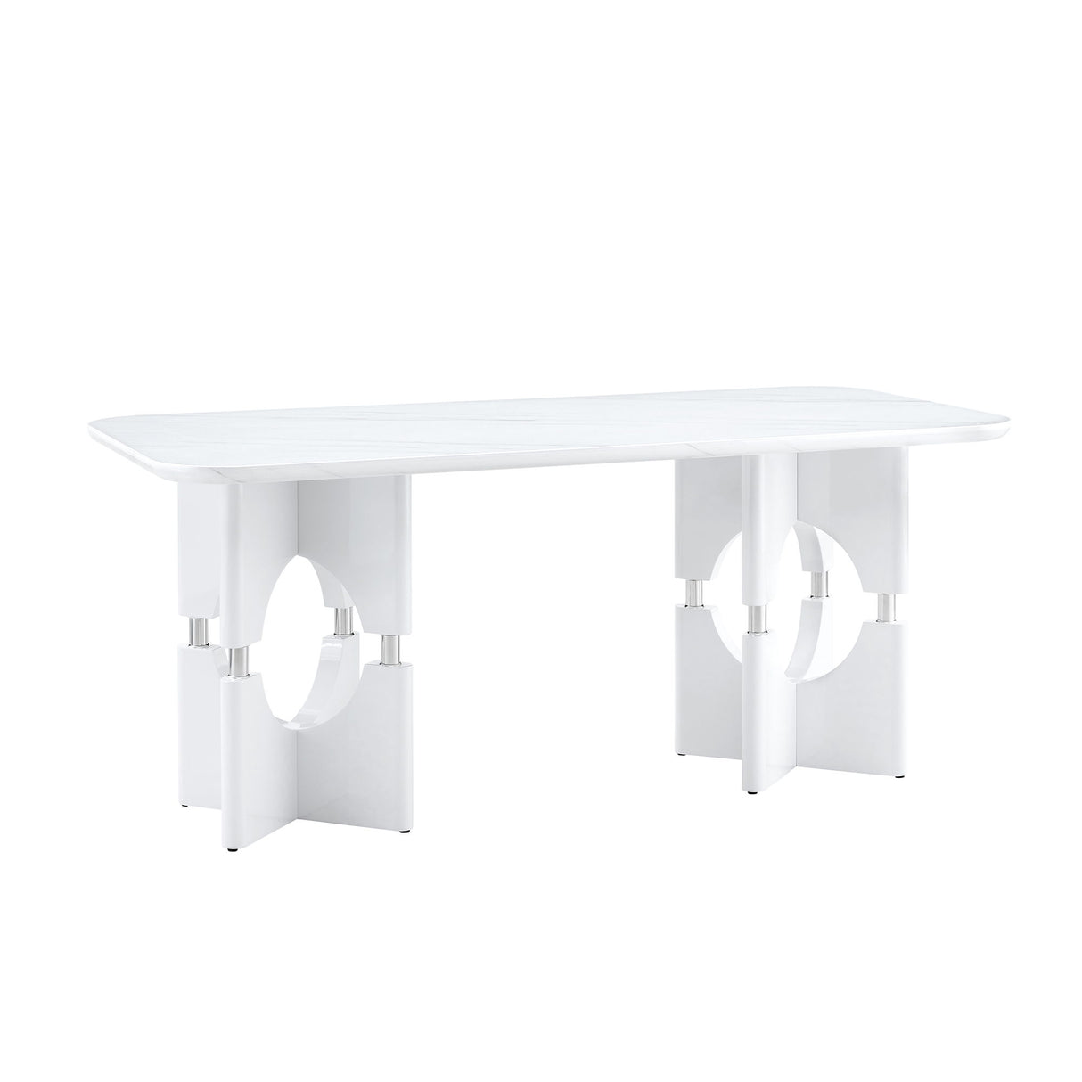 Modern Dining Table With Sleek Hollow-Out Frame And Accents