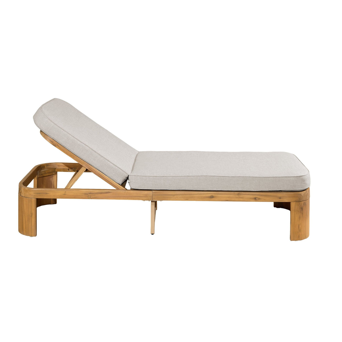 Outdoor Chaise Lounge With Cushion, 5 Position Adjustable Backrest