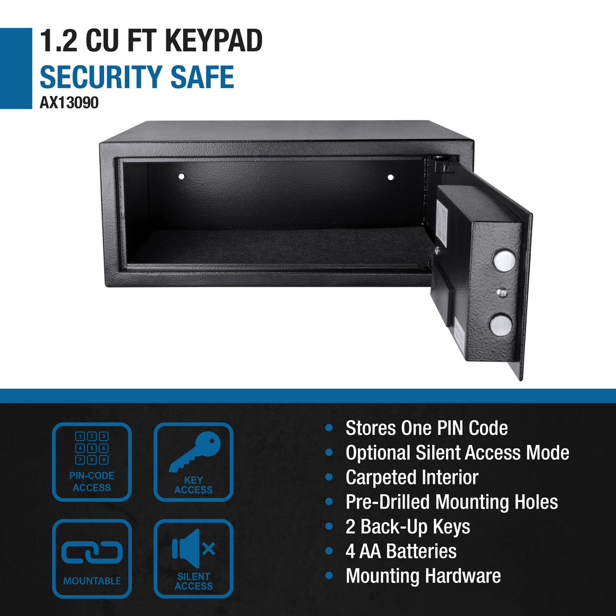 1 2 Cu Ft Digital Keypad Security Safe - Black