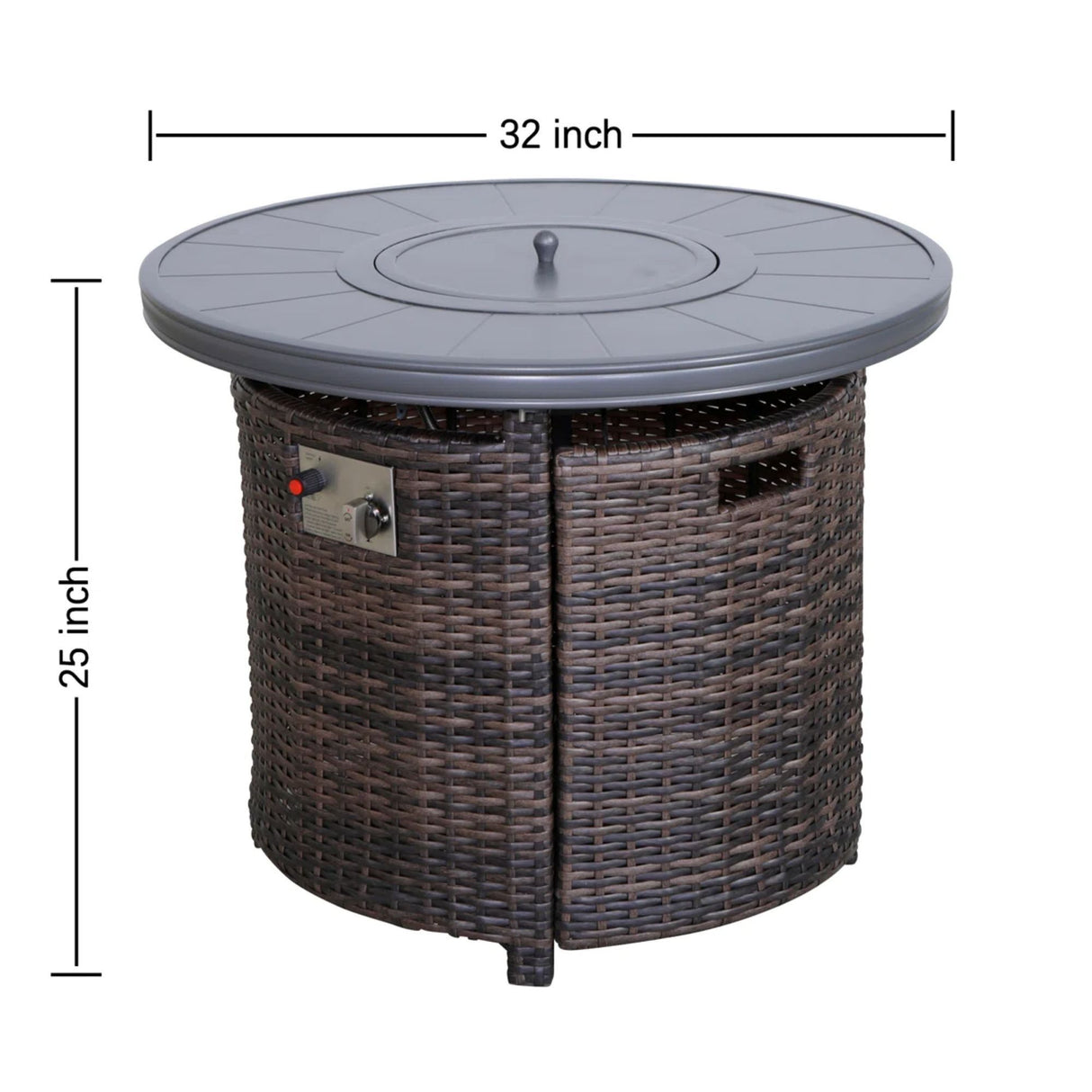Outdoor Fire Pit Table Propane Heater Wicker 32x25in
