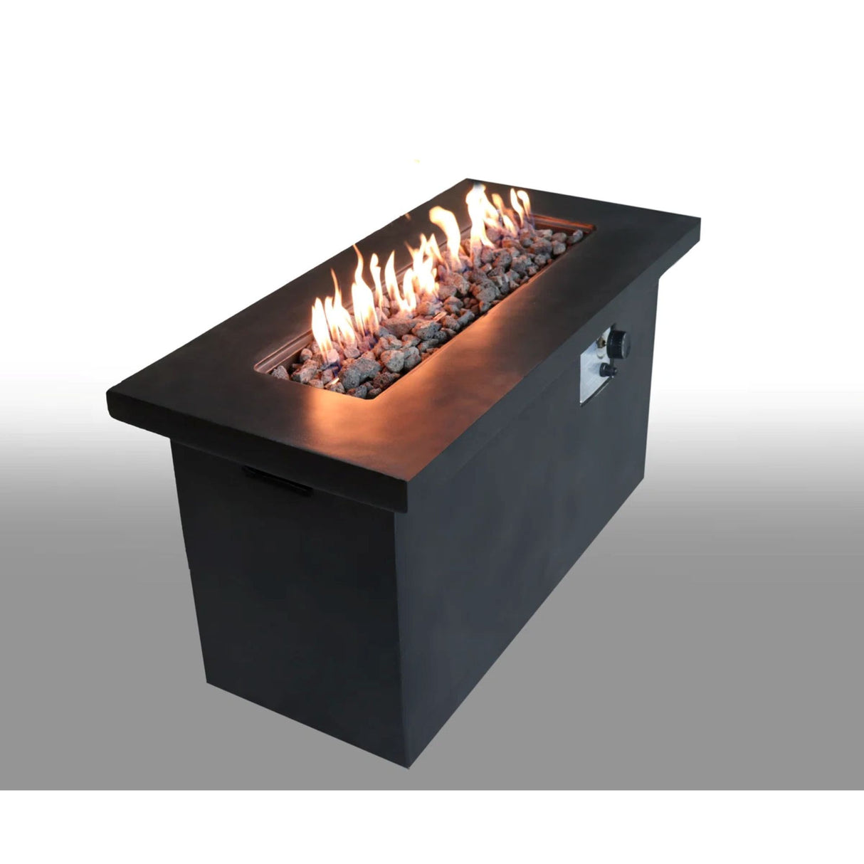Propane Gas Outdoor Fire Pit Table Weather Resistant Cement 42x24in