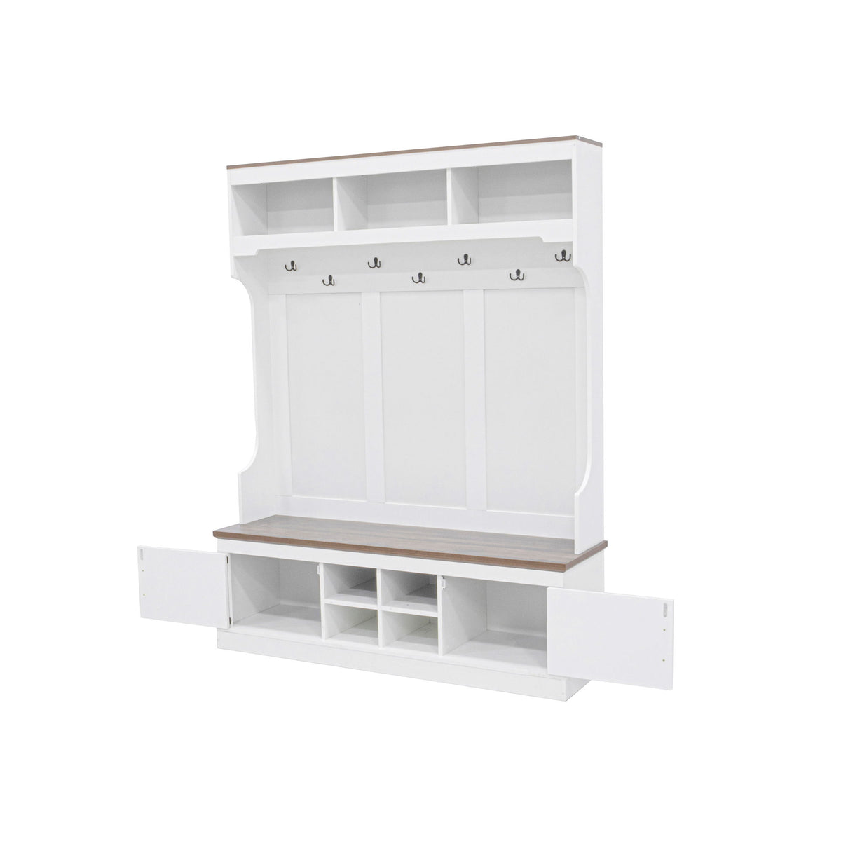 Farmhouse Hall Tree With Bench And Shoe Storage
