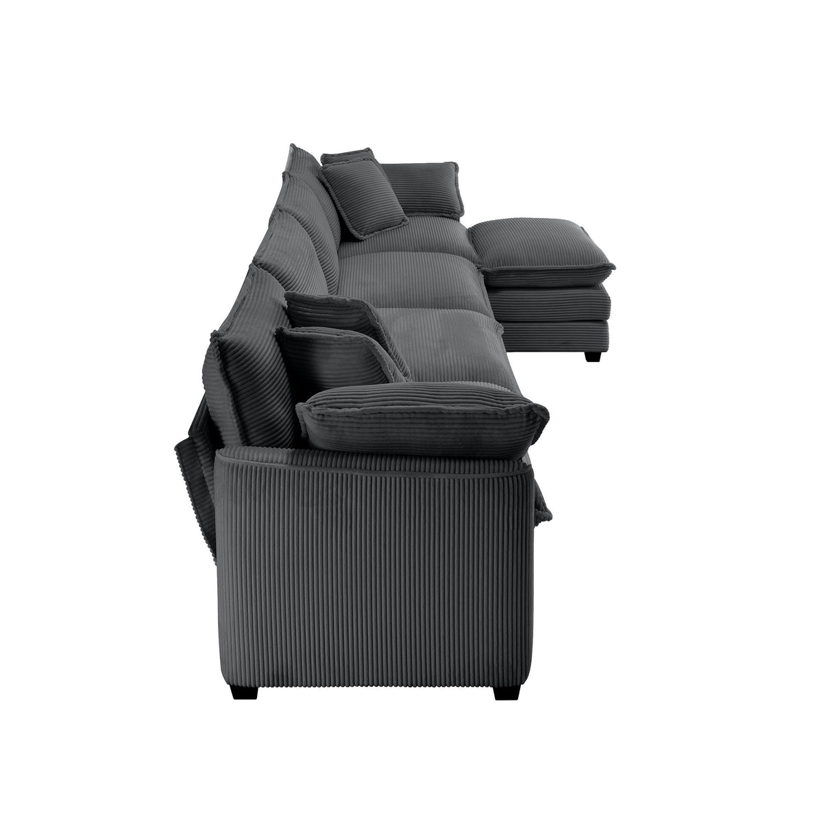 Modern Oversized Modular Cushion Sofa With Ottoman, Low Back, Deep Seating Sofa Set