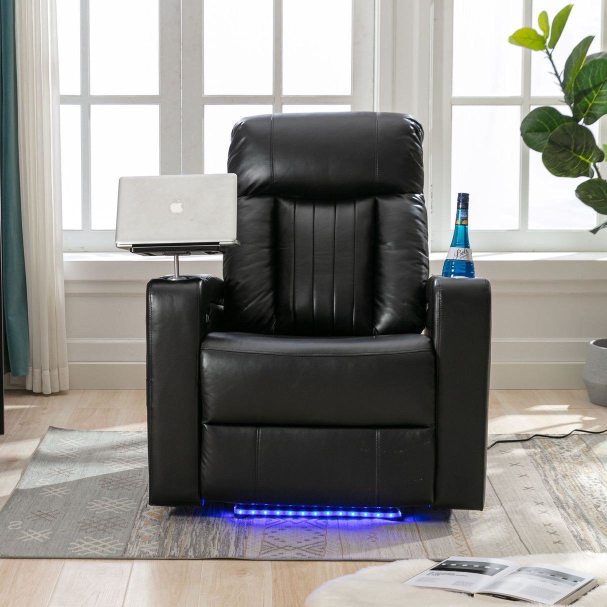 Power Recliner & Storage Arms, Cupholders, Swivel Tray Table And Cell Phone Stand
