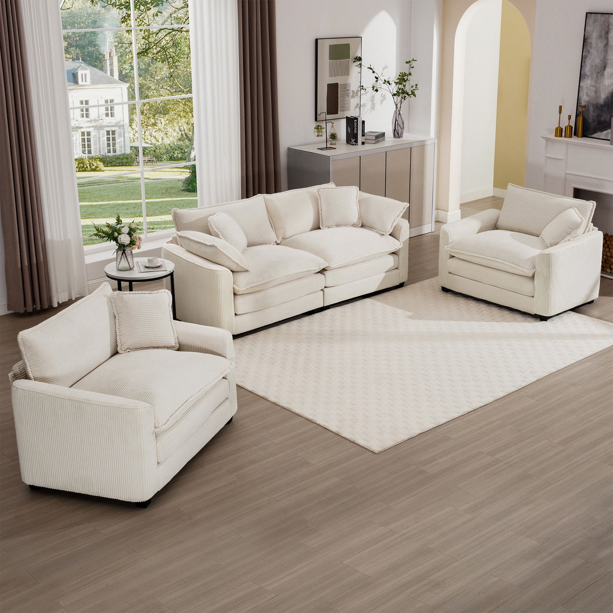 Elegant Oversized Sectional Sofa Set With Deep Seats And Flexible Layout