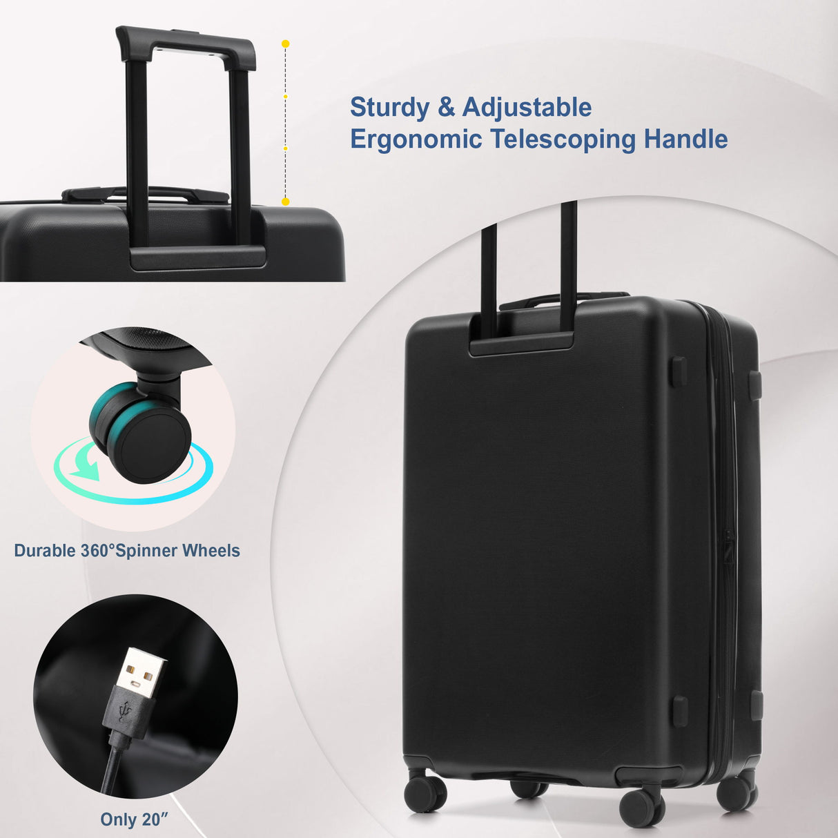 Hardside Luggage Set 5 Piece With Front Opening