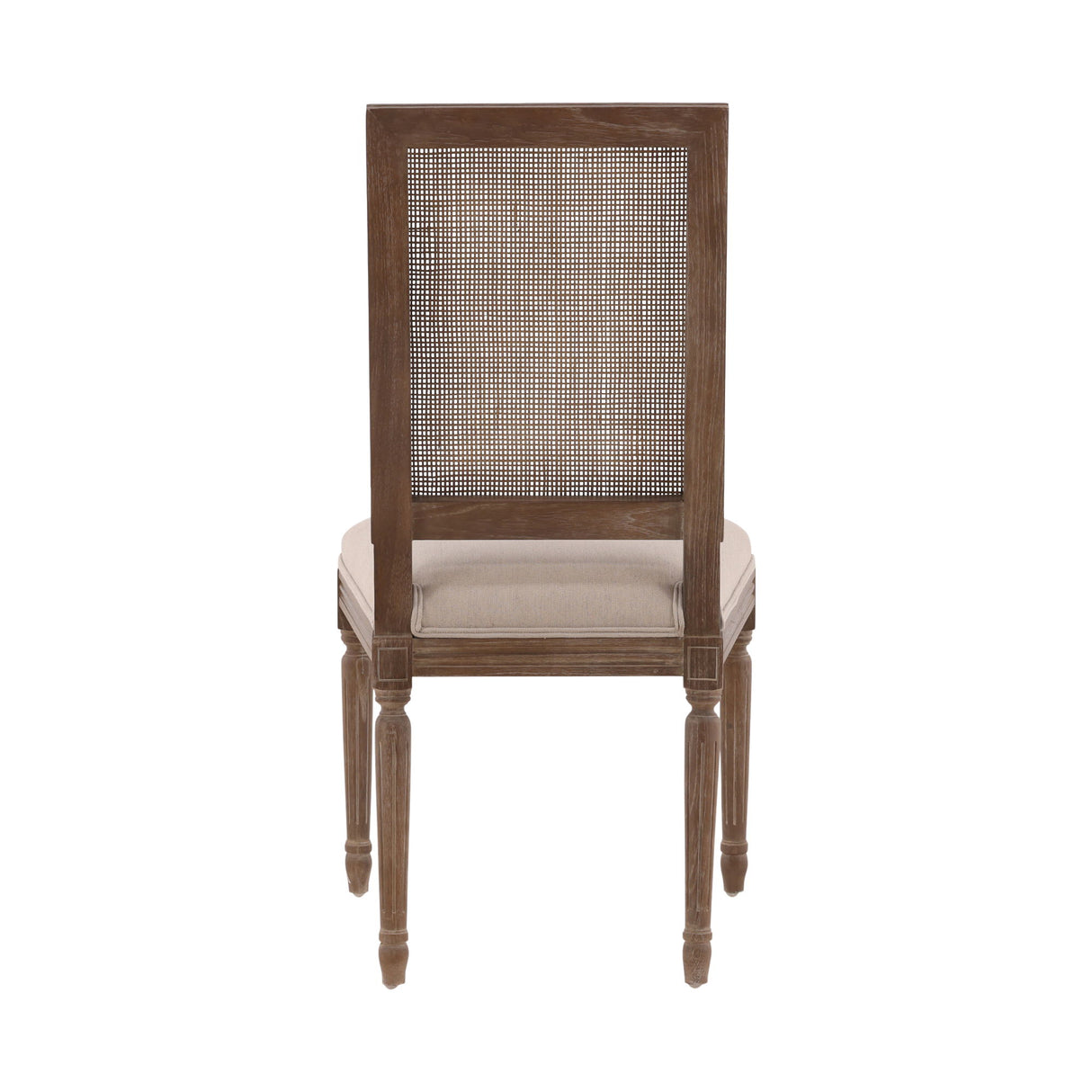 Linen & Oak - Caned Back Side Chair - Dark Brown / Beige