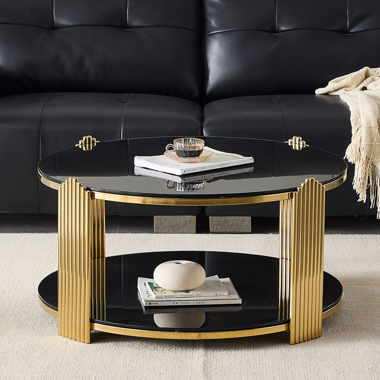 Round Table With Double Layer Storage