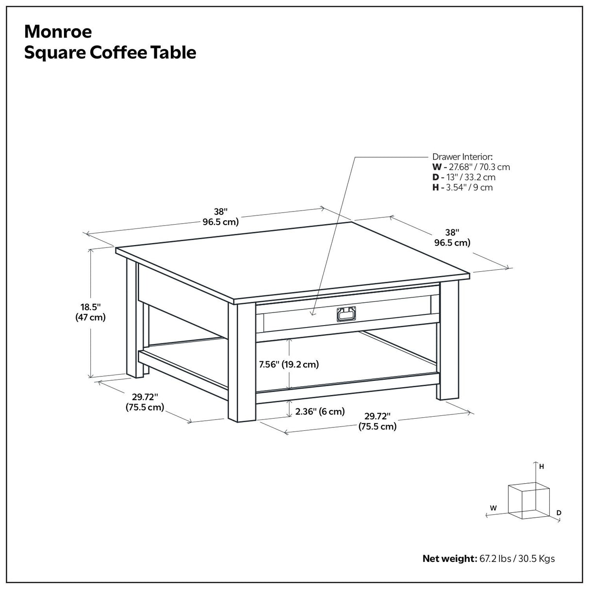 Monroe - Square Coffee Table - Dark Brown