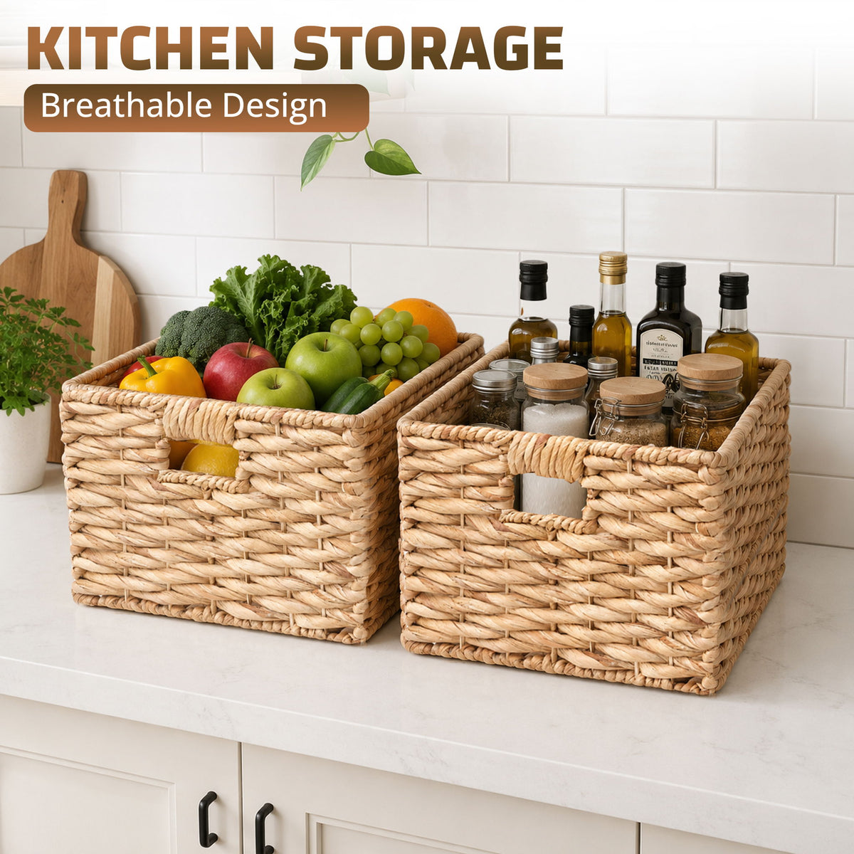 Storage Basket, Handwoven Twisted Weave Basket With Handles Shelf Organizer, Towel Storage, Living Room Storage - Light Brown