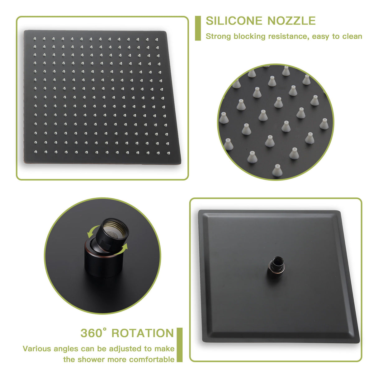 Wall Mounted Square Shower System With Waterfall Tub Spout And 12" Shower Head - Oil-Rubbed Bronze