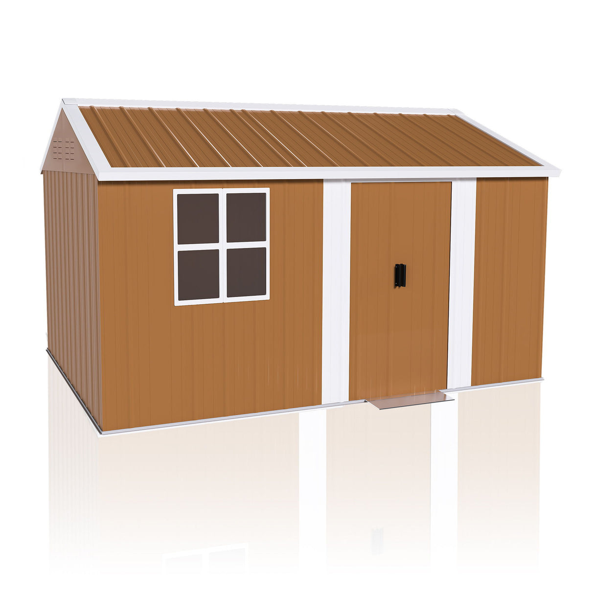 Storage Shed With Windows, Lockable Door & Ventilation For Backyard Tool Organization - Brown