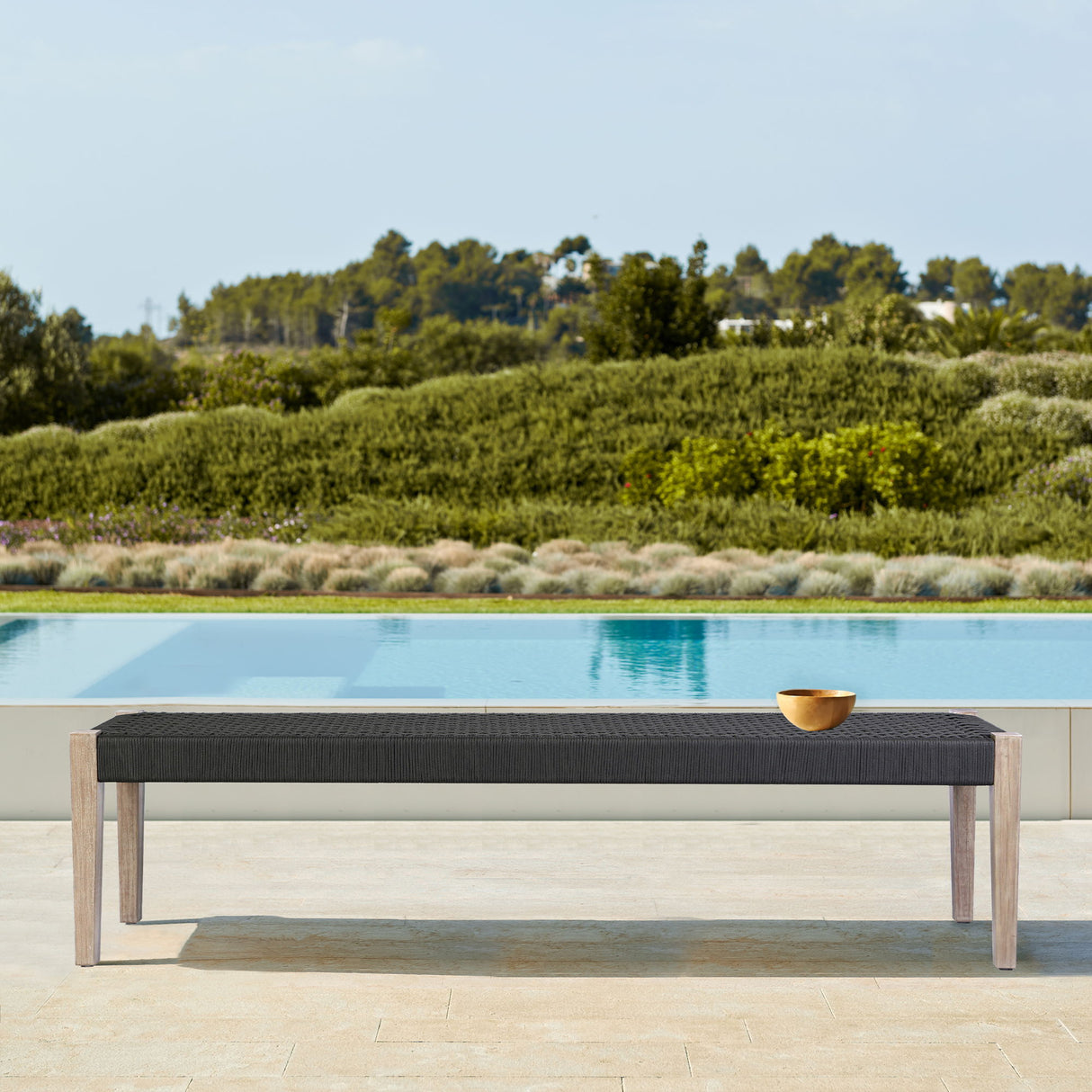 Rhett - Indoor Outdoor Dining Bench - Eucalyptus / Charcoal