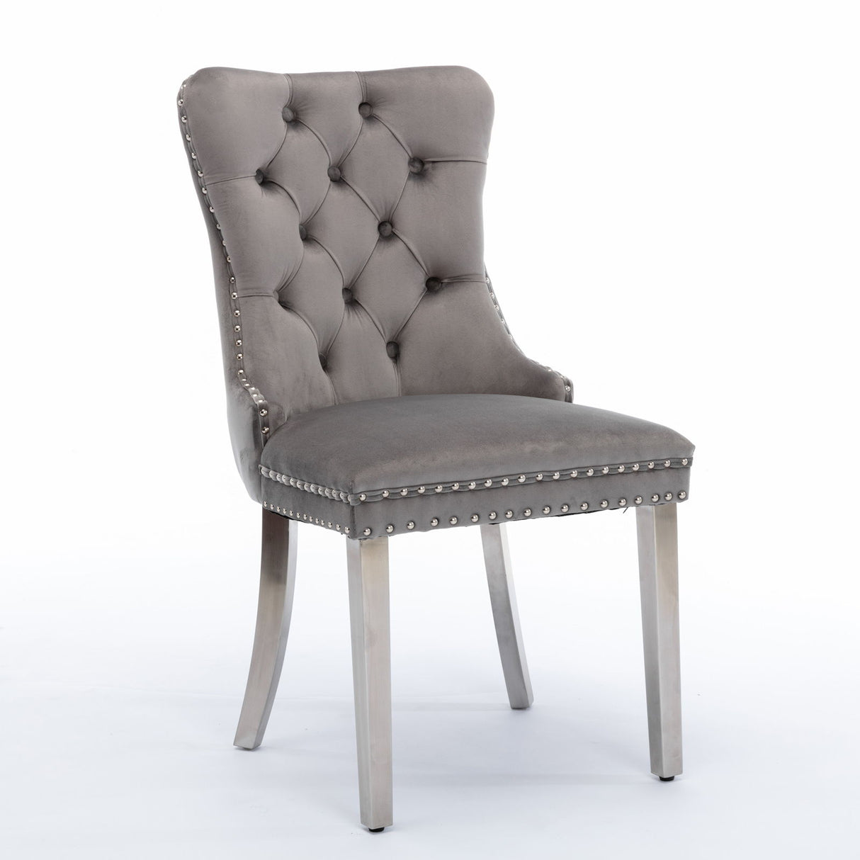 Nikki - Modern, High-End Tufted Solid Wood Contemporary Velvet Upholstered Dining Chair With Chrome Stainless Steel Plating Legs, Nailhead Trim (Set of 2) - Chair Sets - Alpine Outlets