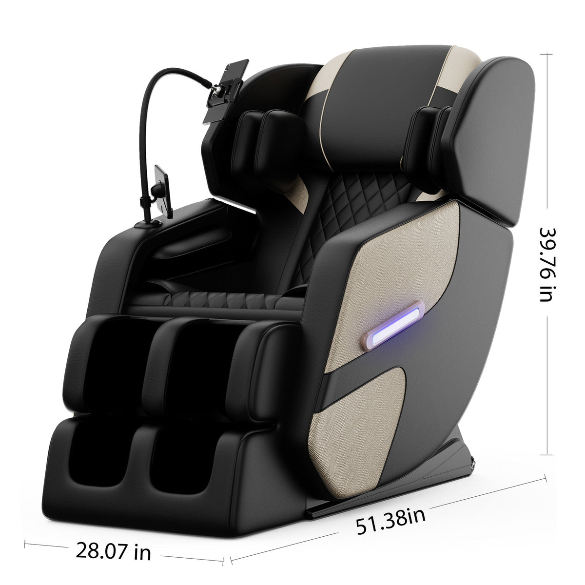 Massage Chair Recliner With Zero Gravity With Full Body Air Pressure - Black / Blue / Gold