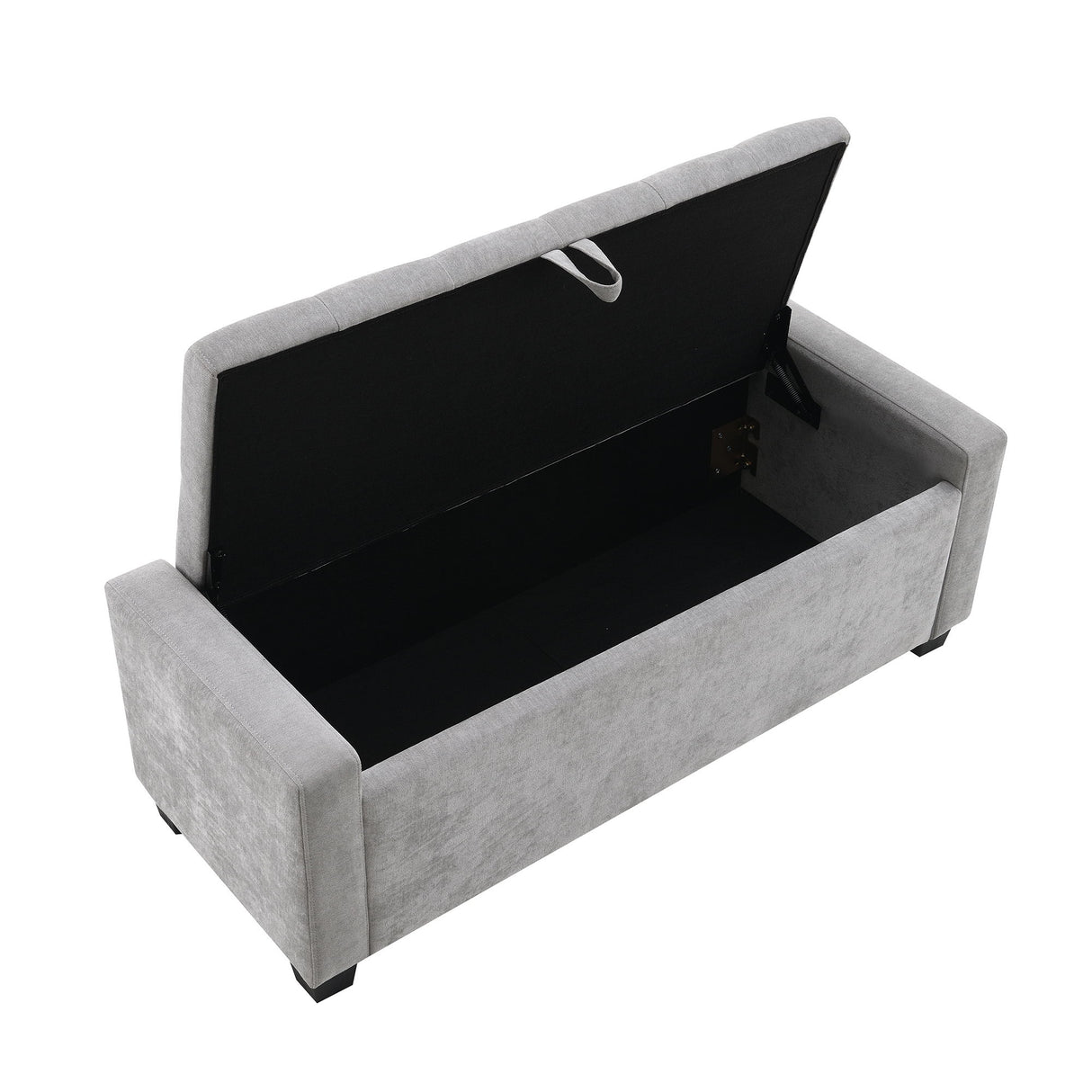 Upholstered Storage Ottoman Bench With Button Tufting And Safety Hinge