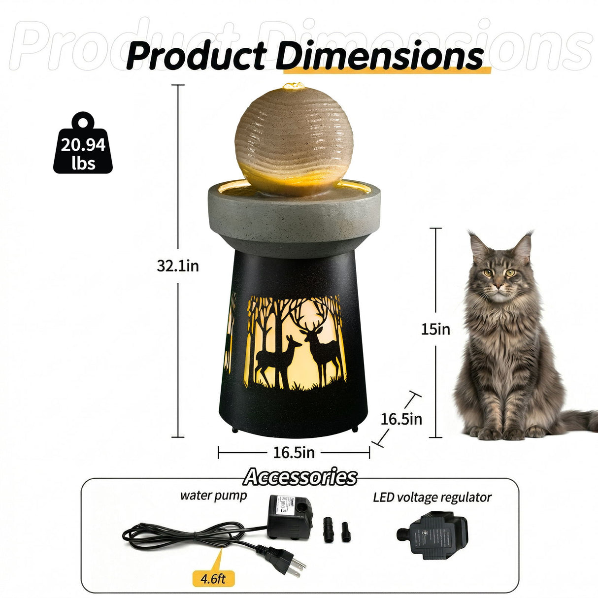 Outdoor Garden Lantern With Warm LED Light Deer Silhouette Decorative Landscape Light For Patio - White / Gray