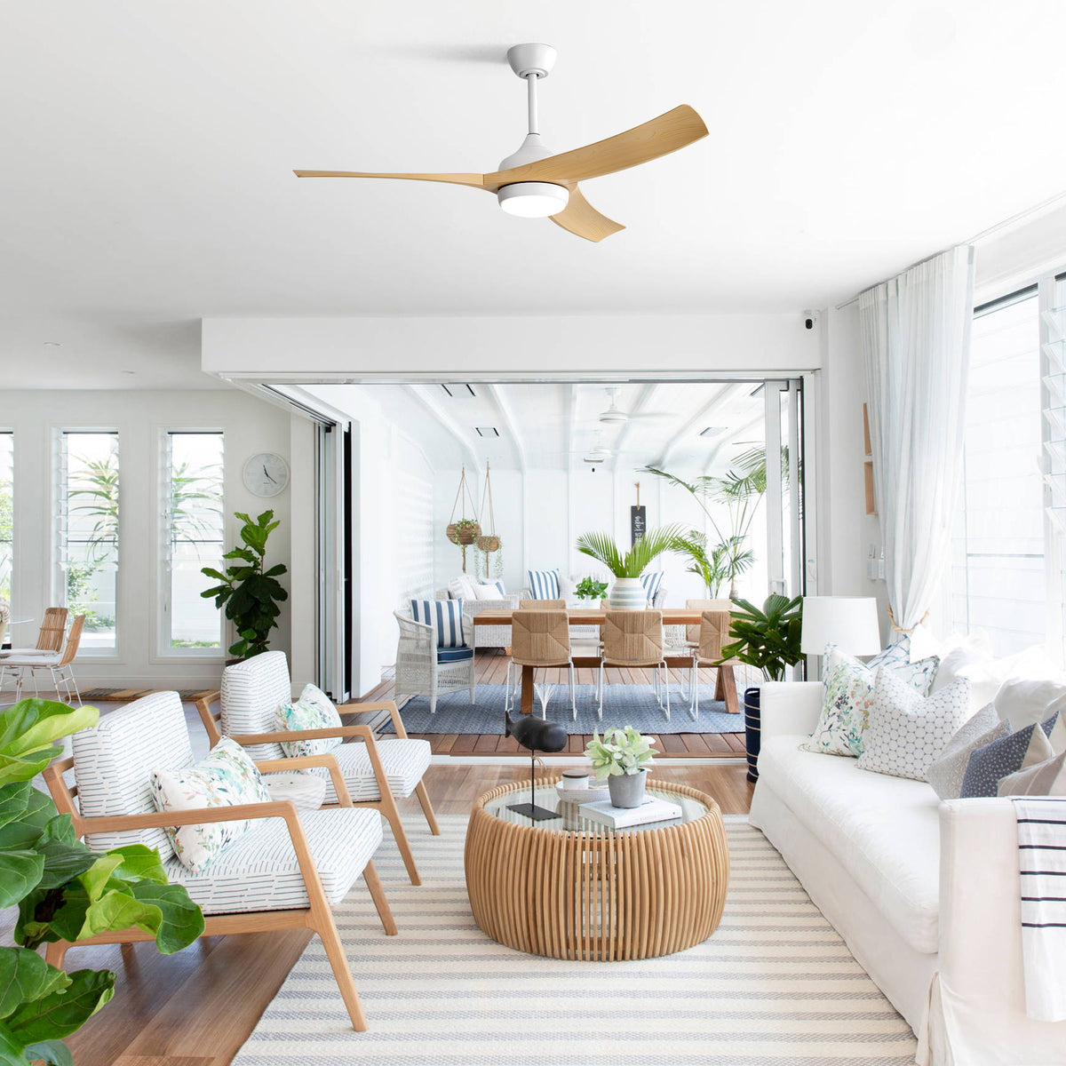 52" Ceiling Fan With 18W LED Light And Remote Control, 3 Blades DC Motor