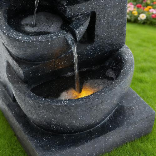 29 - Inch Terrazzo Style 4 - Tier LED Cascading Water Fountain - 🟢 Outdoor Decor available at Alpine Outlets in Denver