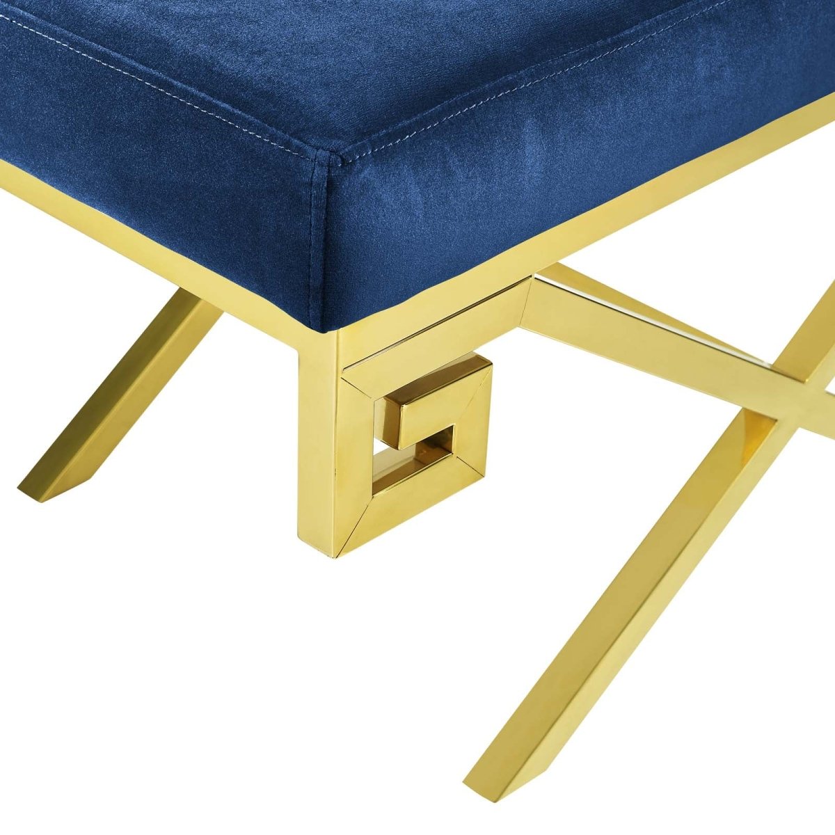29 Inch Whimsical Greek Key Performance Velvet Bench - Benches available at Alpine Outlets in Denver