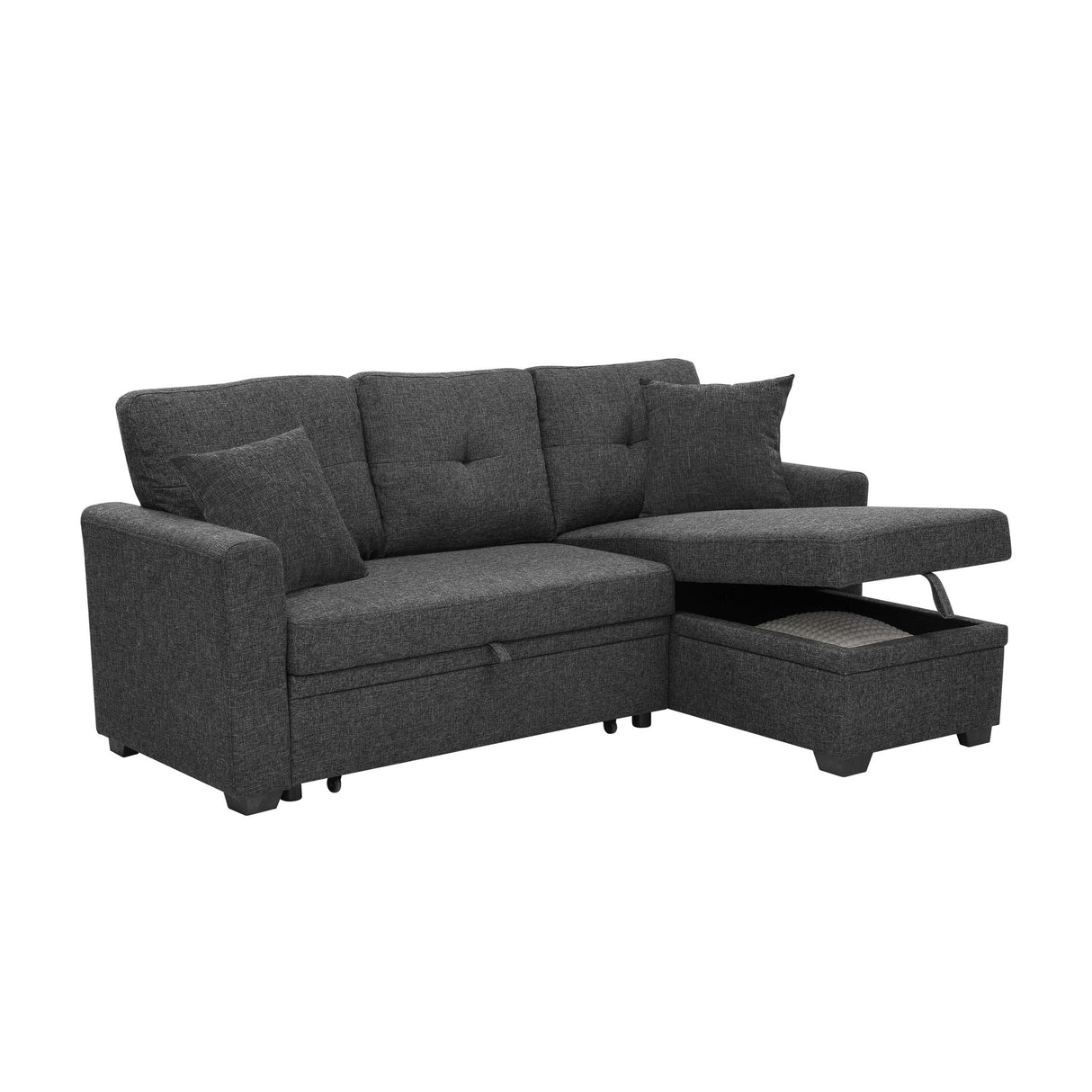 Upholstered Sectional With Pull Out Bed And Chaise Storage