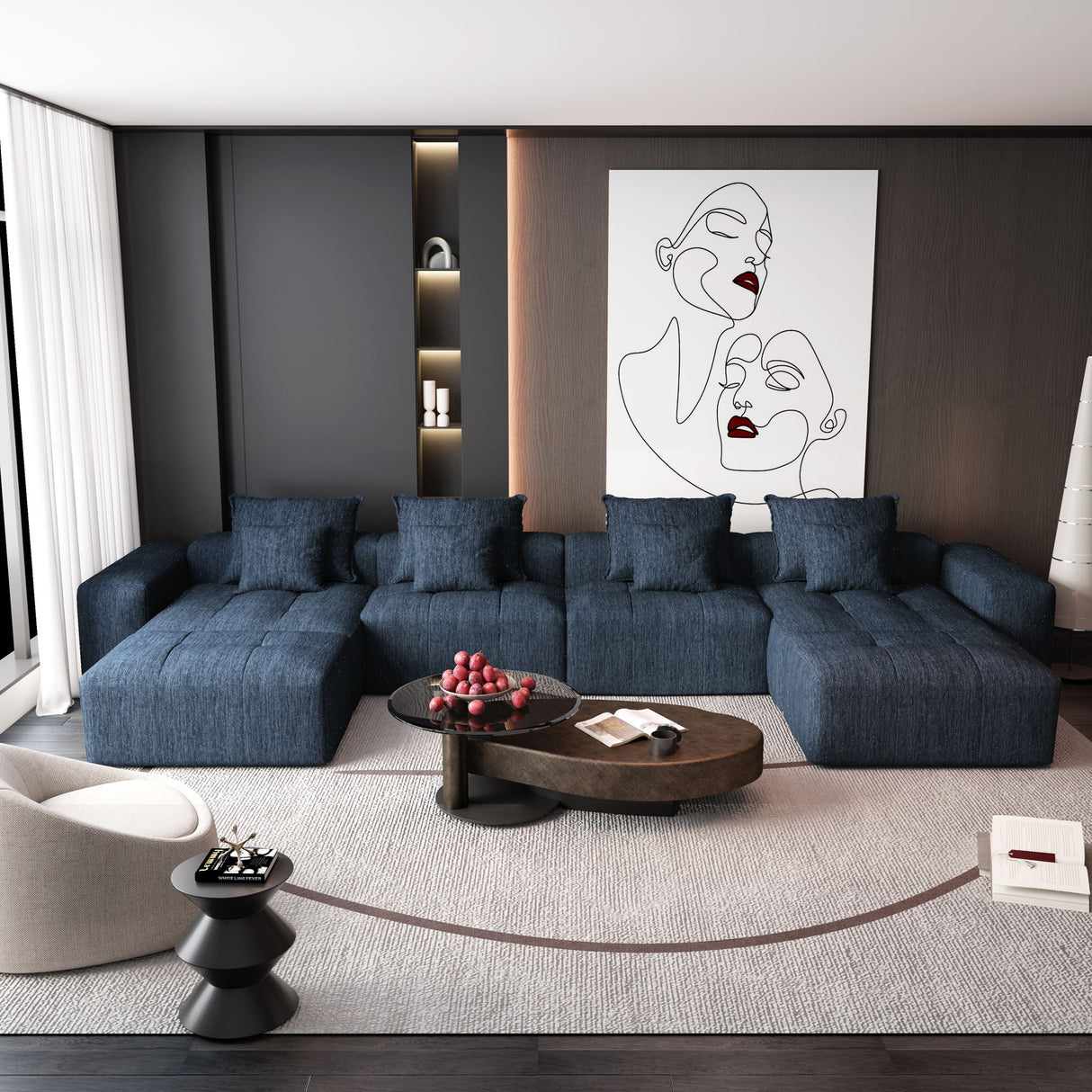 Modern Oversized Diy Combination Modular Sectional Sofa With Pillows